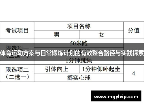 体育运动方案与日常锻炼计划的有效整合路径与实践探索